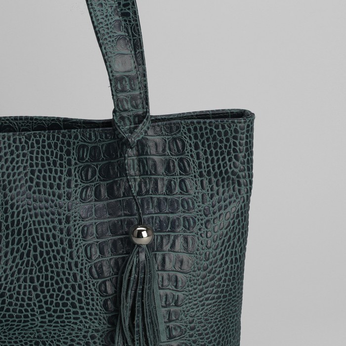 Сумка женская на молнии, 1 отдел с перегородкой, 1 наружный карман, зелёная