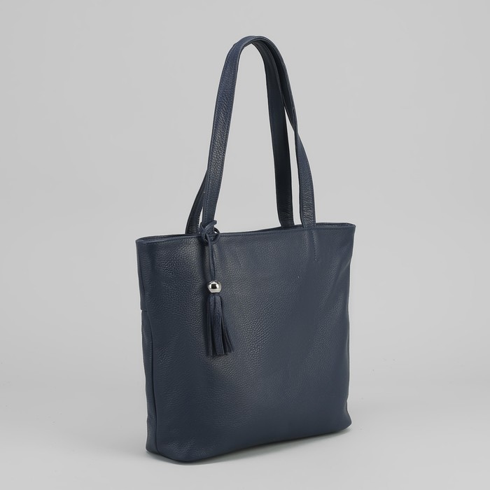 Сумка женская на молнии, 1 отдел с перегородкой, 1 наружный карман, синяя