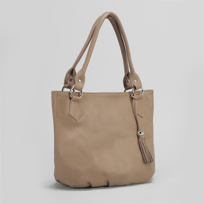 Сумка женская на молнии, 1 отдел с перегородкой, 1 наружный карман, бежевый флотер