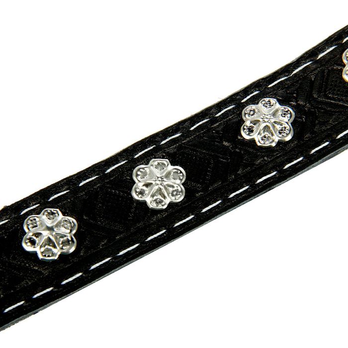 Ошейник кожаный однослойный, украшенный, 56 х 2,5 см микс цветов