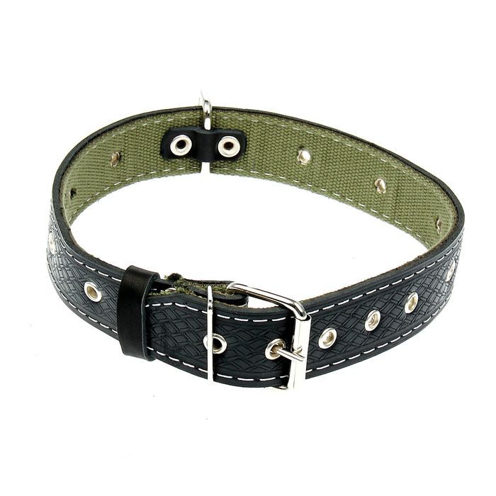 Ошейник комбинированный безразмерный, кожа/брезент, 65 х 3,5 см микс цветов