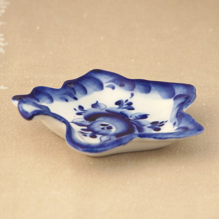 Розетка «Лист», 9х7 см, гжель