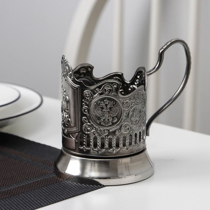 Подстаканник «Георгий Победоносец», стакан d=6,1 см, никелированный, с чернением подстаканник георгий победоносец гербовый с чернением серебро 925