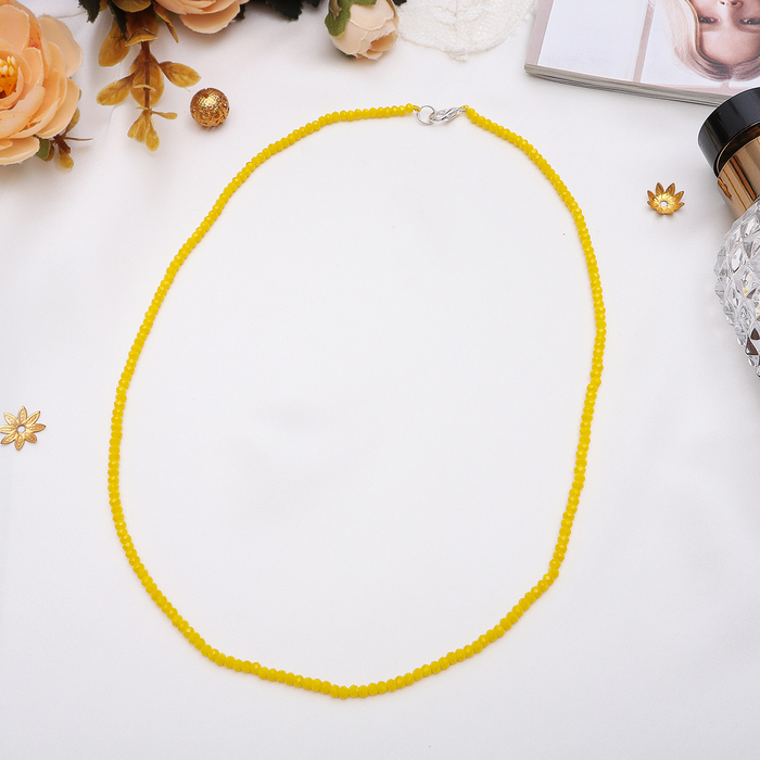 Бусы шар №4, гранёный "Хрусталь", цвет жёлтый 45см