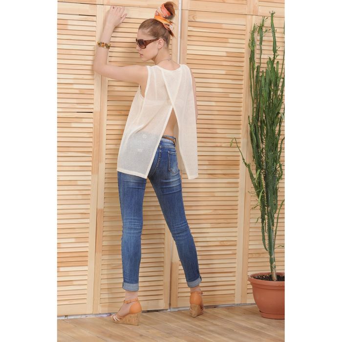 Блуза 4809а, размер 48, рост 164 см, цвет молочный