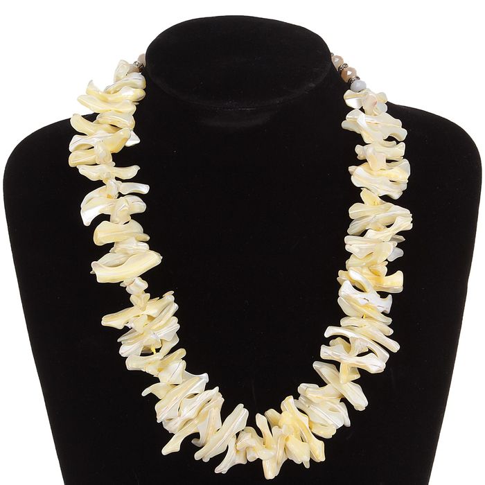 Бусы "Перламутр" ракушка, цвет жёлтый, 45см