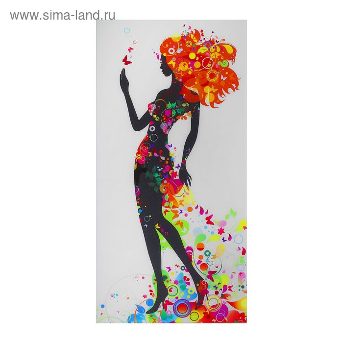 

Картина на стекле "Чёрная леди с бабочками" 50*100см