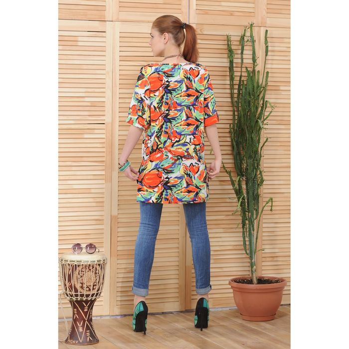 Туника женская 4801а С+, размер 52, рост 164см, цвет красный/зеленый