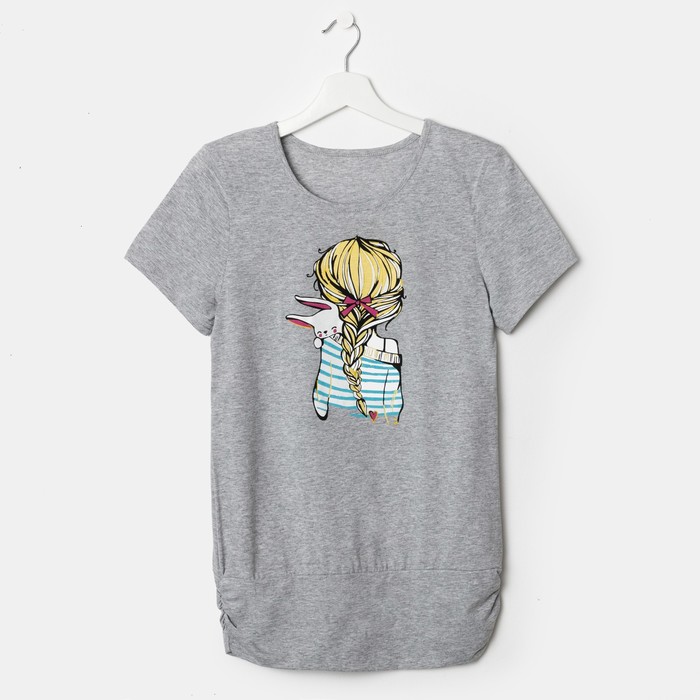 Футболка для девочки, рост 98-104 см (56), цвет серый меланж Д08237_Д