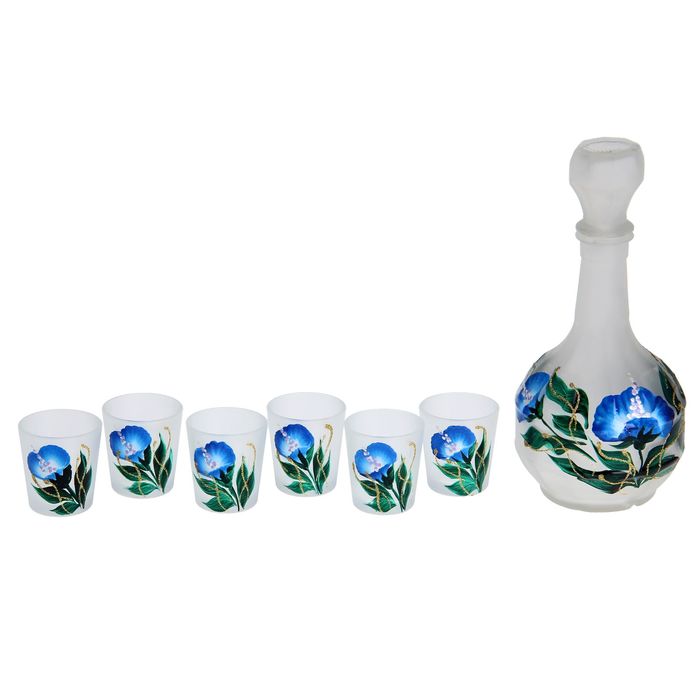 Набор "Русский", 7 предметов: графин 500 мл, 6 стопок 50 мл "Лилейник", подарочная упаковка, цвет жемчуг