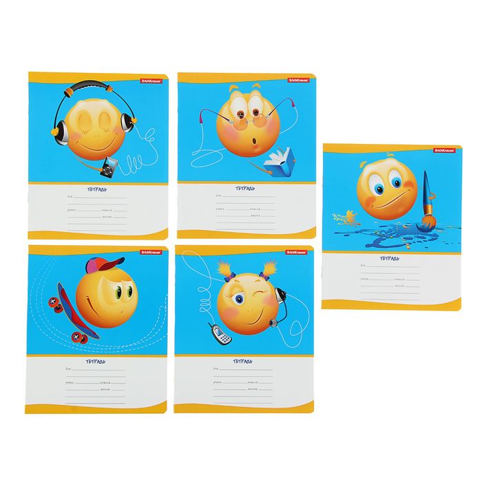 Тетрадь 18 листов линейка "Смайлик не унывает", картонная обложка, микс