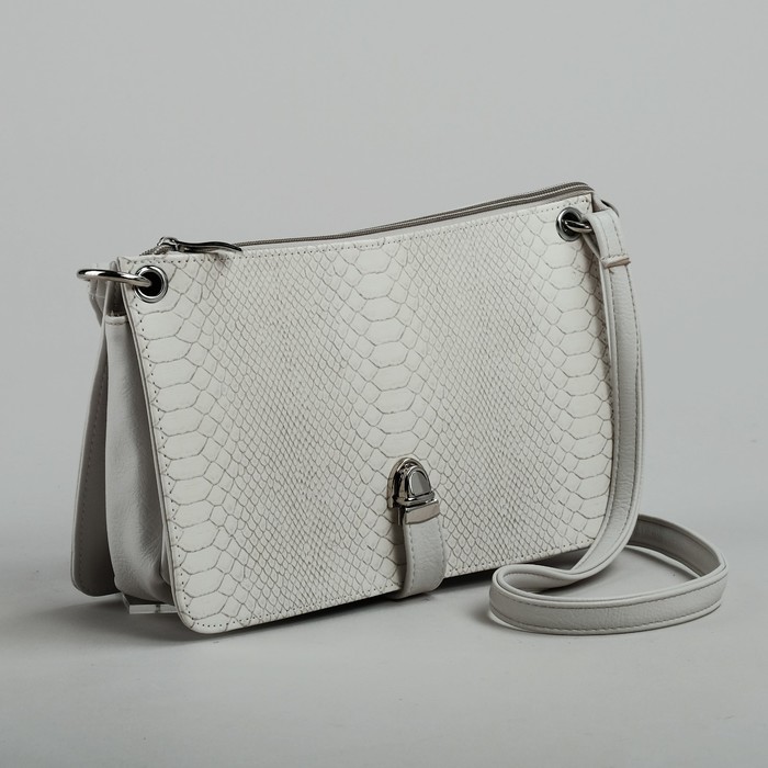 Сумка женская на молнии, 3 отдела, серая