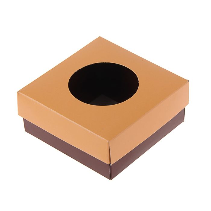 Коробка для сладостей 10 х 10 х 4,5 см, коралловый/шоколад