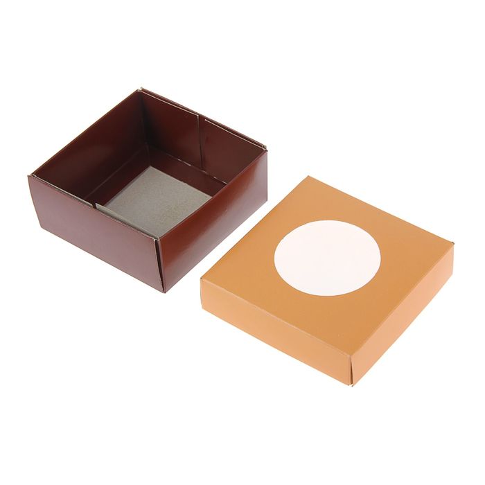 Коробка для сладостей 10 х 10 х 4,5 см, коралловый/шоколад