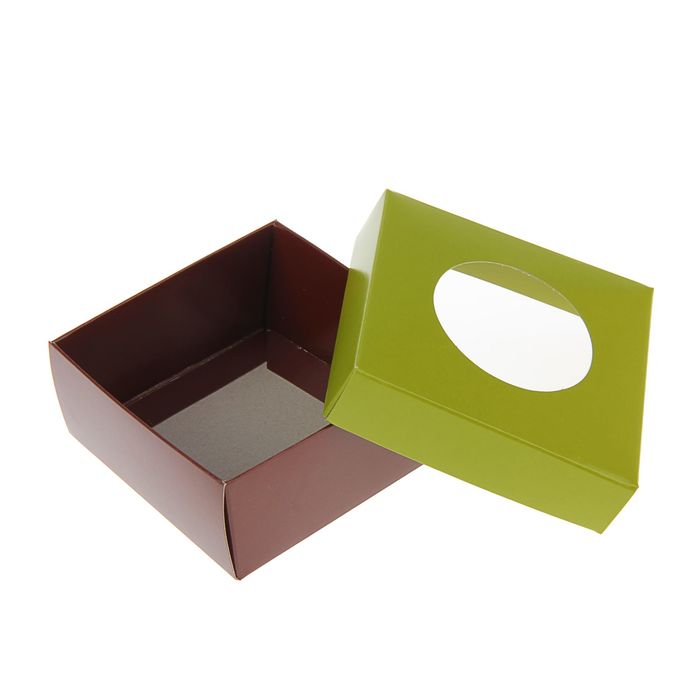Коробка для сладостей 10 х 10 х 4,5 см, фисташковый/шоколад