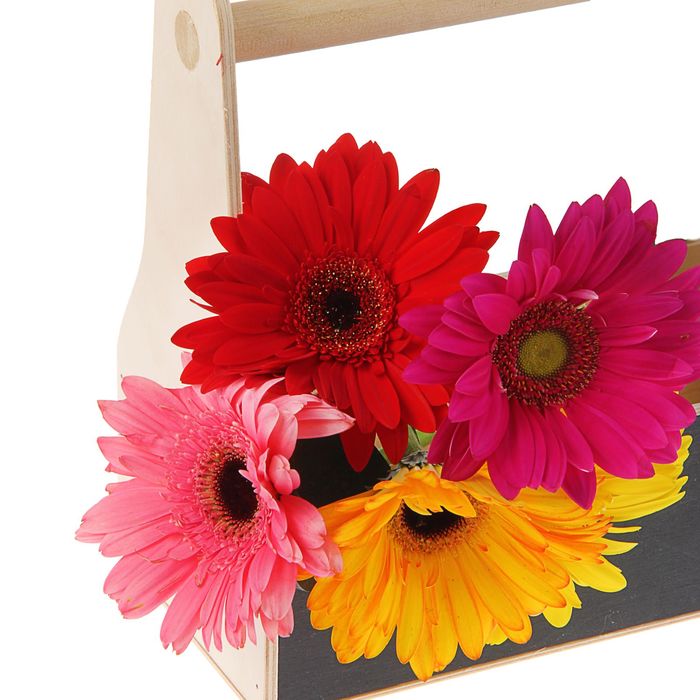 Кашпо флористическое "Люблю" № 1 с грифельными сторонами и вставкой,11х24х20см