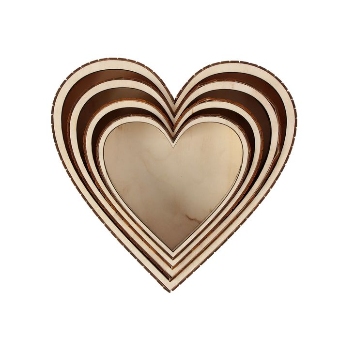 Набор кашпо 4 в 1 "Сердце", белый, 28 х 28 х 6,5 см