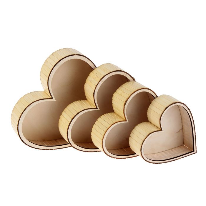 Набор кашпо 4 в 1 "Сердце", белый, 28 х 28 х 6,5 см