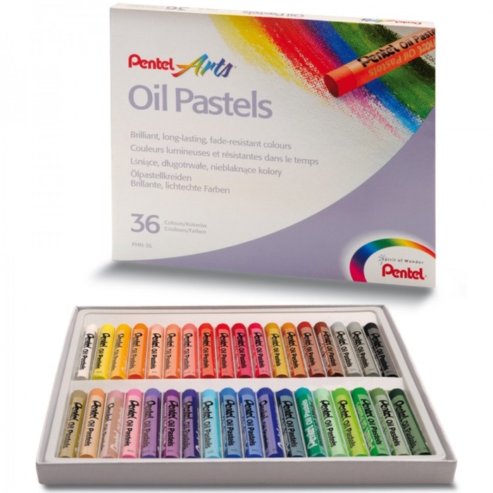 Пастель масляная 36 цветов Pentel 8/60мм, в картоне