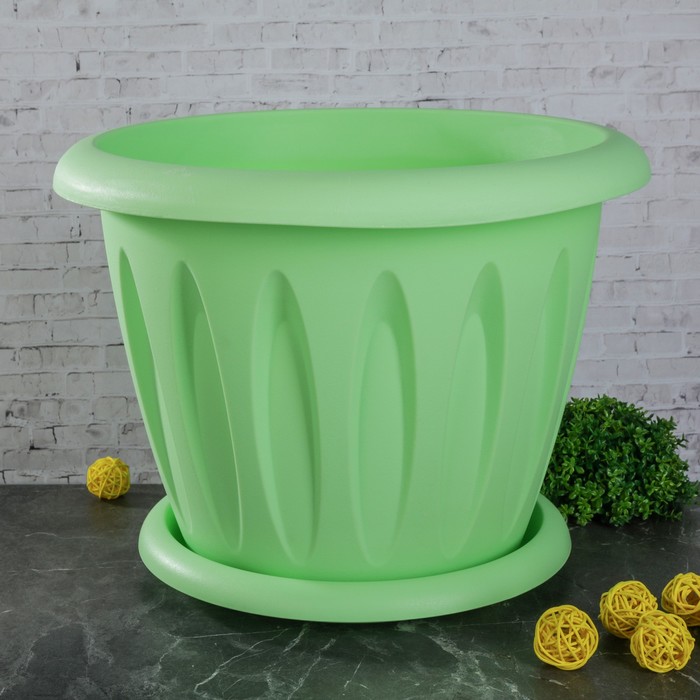 Горшок для растений с поддонником 10,4 л "Фелиция", цвет МИКС