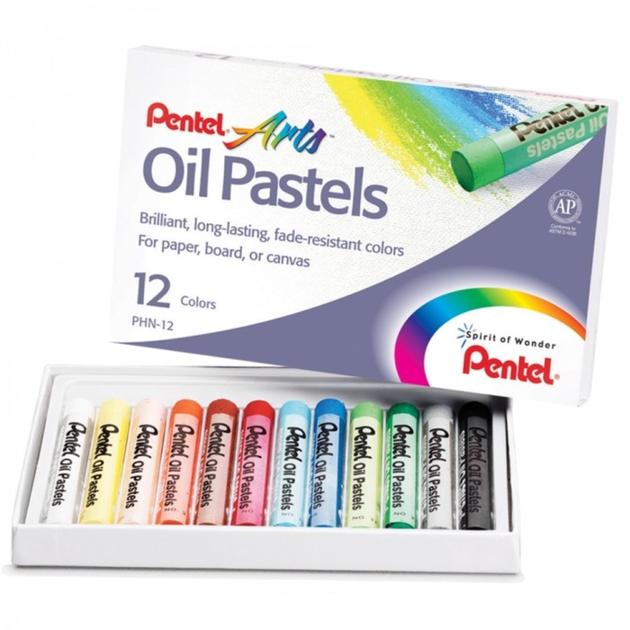 Пастель масляная 12 цветов Pentel 8/60мм, в картоне