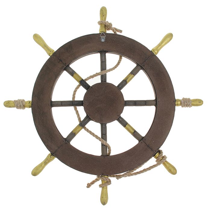 Декор интерьерный «Штурвал» на стену, коричнево-золотой, 45 х 45 х 3 см