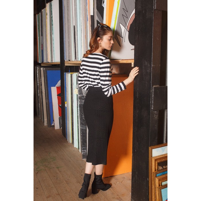 Блуза 4864, размер 48, рост 164 см, цвет черно-белый