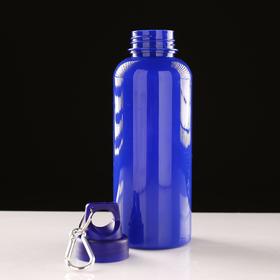 Бутылка для воды 650 мл, спортивная, туристическая, с карабином, 7х22 см, синяя от Сима-ленд