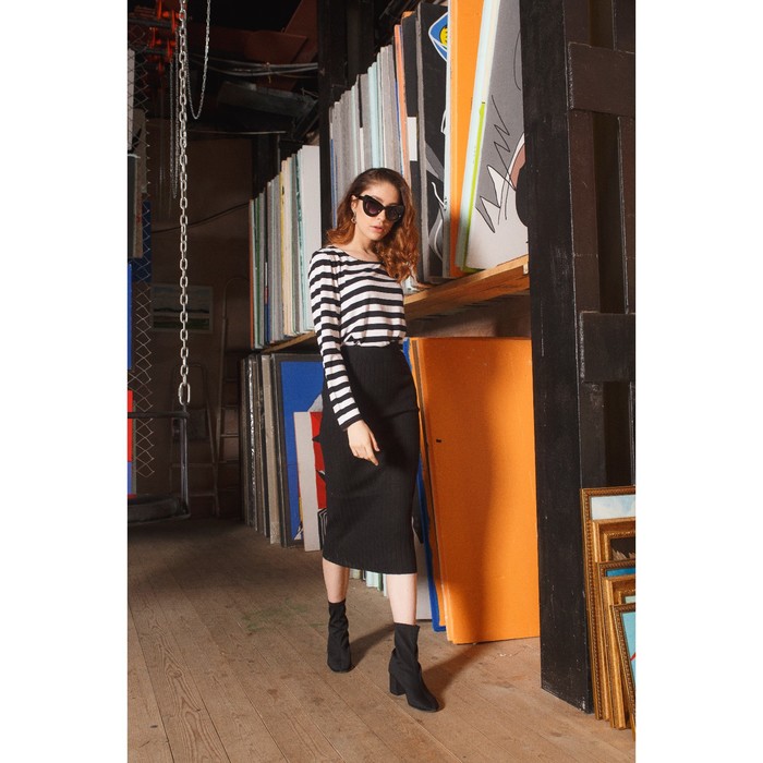 Блуза 4864, размер 46, рост 164 см, цвет черно-белый