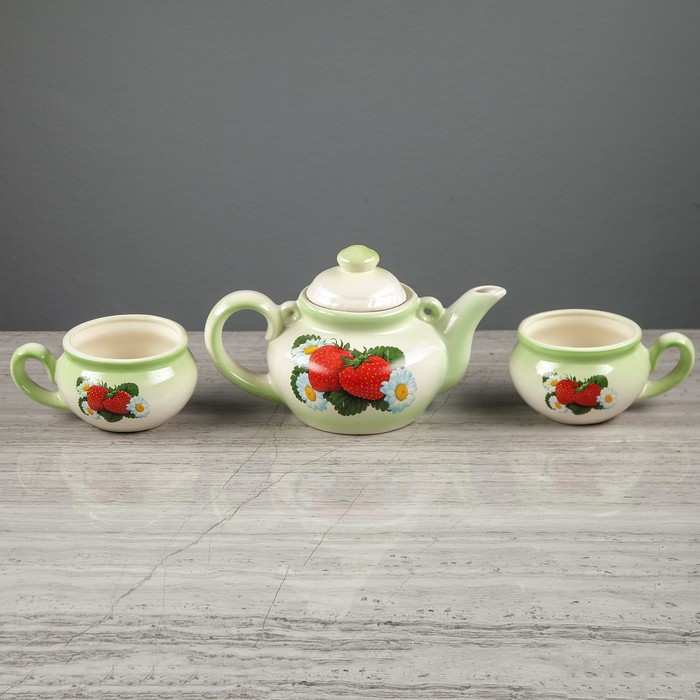Чайный набор "Барыня" зелёный, 3 предмета, 1 л/ 0,35 л