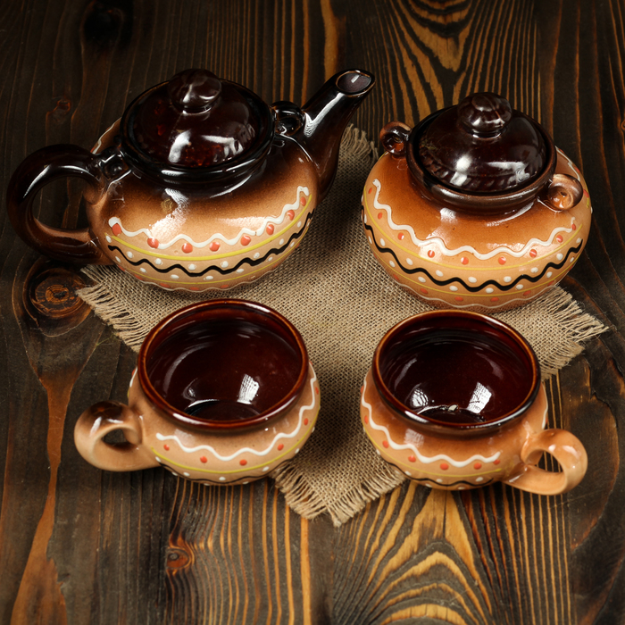 Чайный набор "Славянка" 4 предмета, 1 л/ 1 л/ 0,35 л