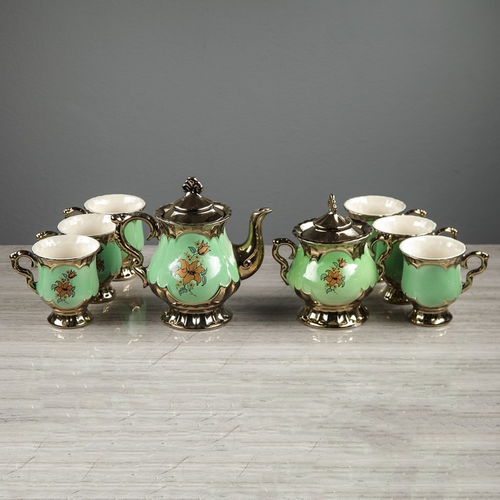 Чайный набор "Валтасар" салатовый, 8 предметов, 0,9 л/ 0,6 л/ 0,3 л