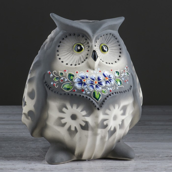 Копилка "Сова с орнаментом" малая, шамот