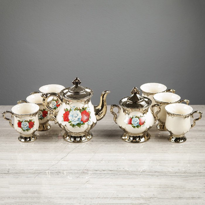 Чайный набор "Валтасар" белый, 8 предметов, 0,9 л/ 0,6 л/ 0,3 л