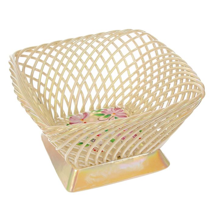 Конфетница "Плетёнка" квадрат, перламутровая