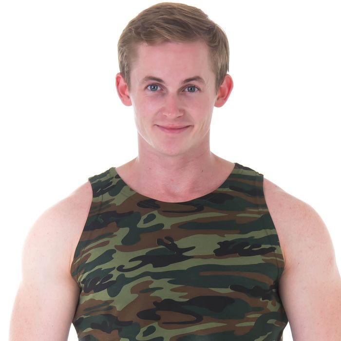 Майка мужская, размер 52, цвет зелёный камуфляж