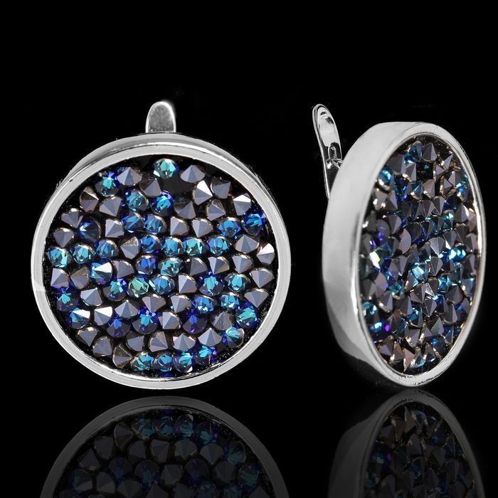 Серьги "Карпо", цвет синий в серебре