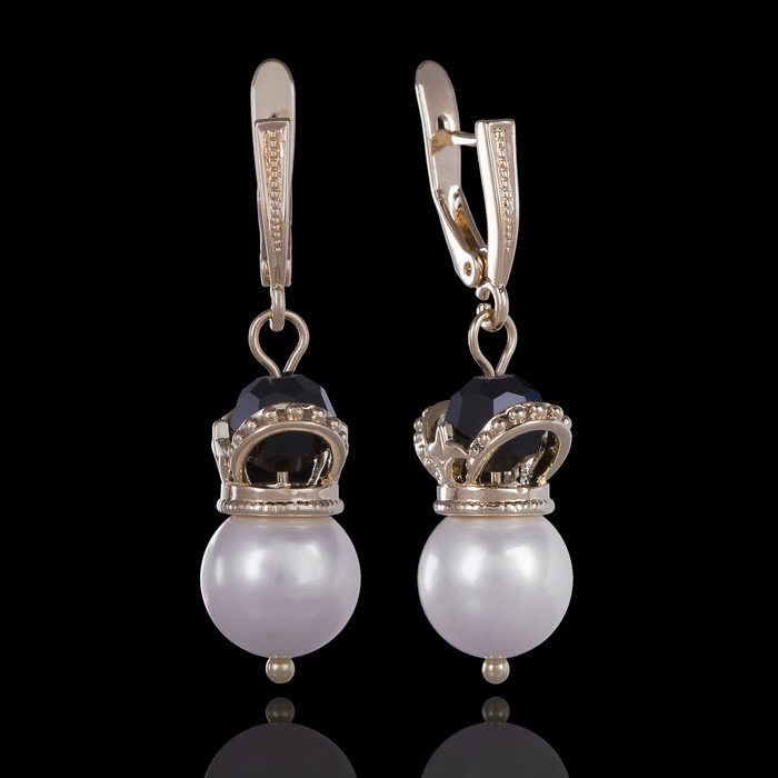 Серьги "Бастинда", цвет чёрно-белый в золоте