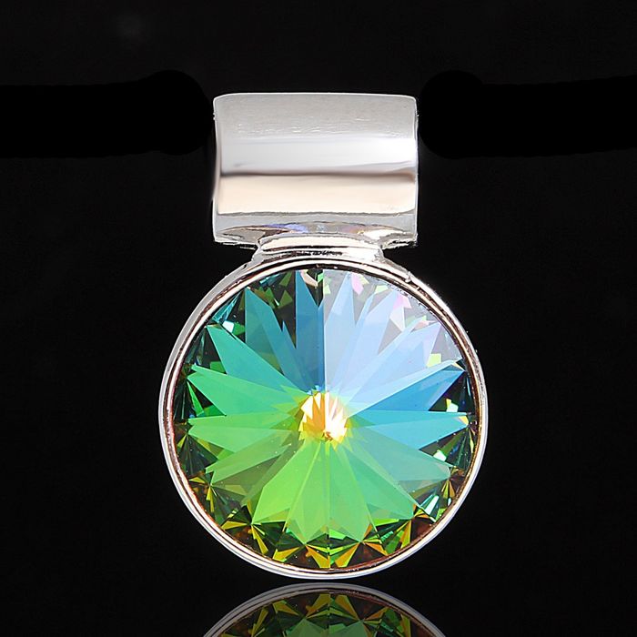 Подвеска "Кейни", цвет радужно-зеленый в серебре