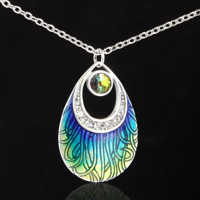 Кулон "Кайра", цветной в черненом серебре