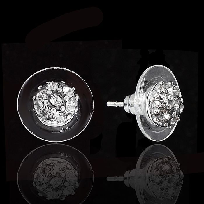 Пусеты "Терренас", цвет белый в чернёном серебре