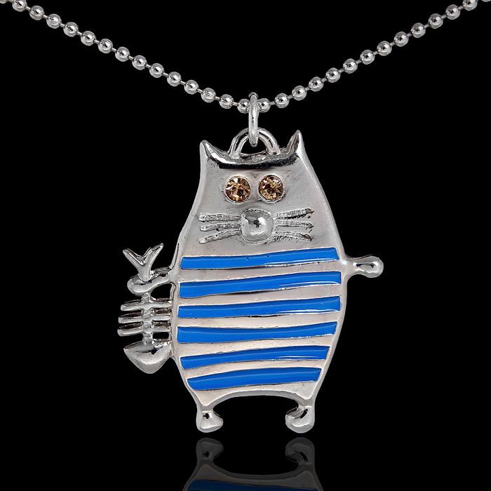 Кулон "Обжоркин", цвет синий в серебре