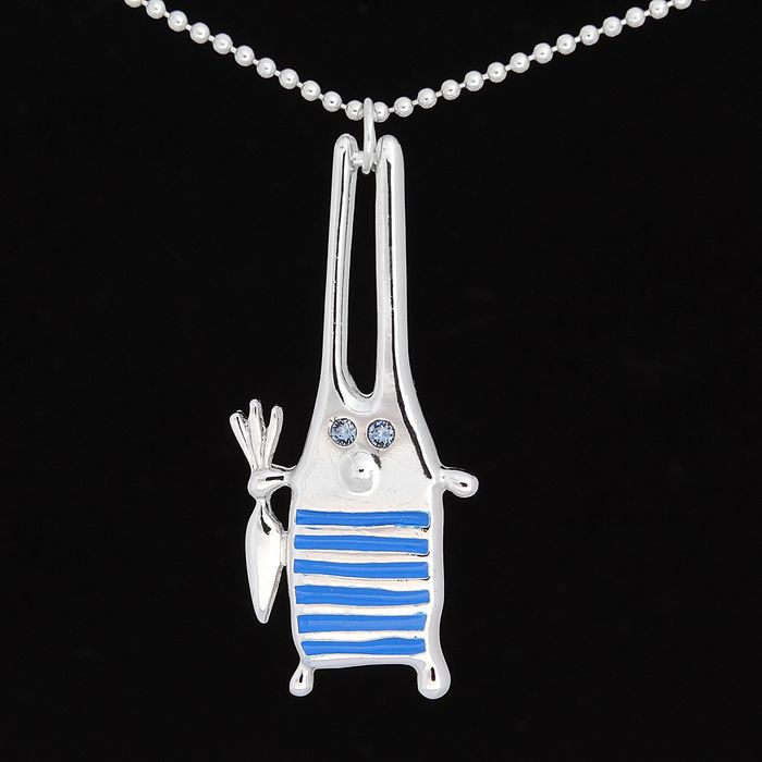 Кулон "Зайча", цвет голубой в серебре