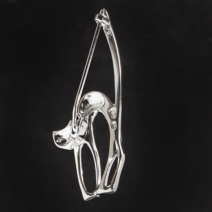 Брошь "Кот", черненое серебро