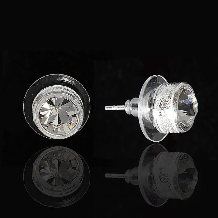 Пусеты "Неразлучники малые", цвет белый в серебре