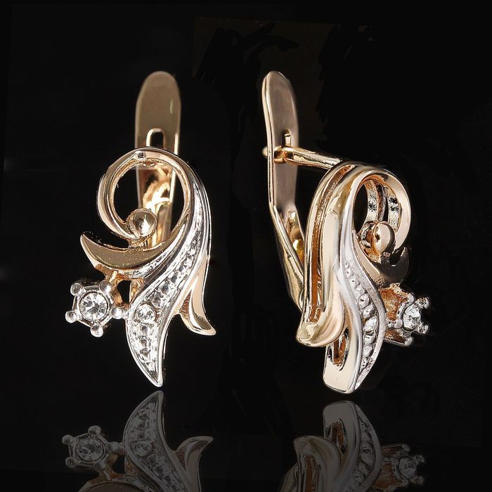 Серьги "Гипюр", цвет белый в золоте