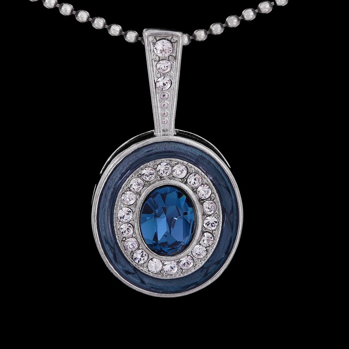 Кулон "Color 14", бело-синий в серебре