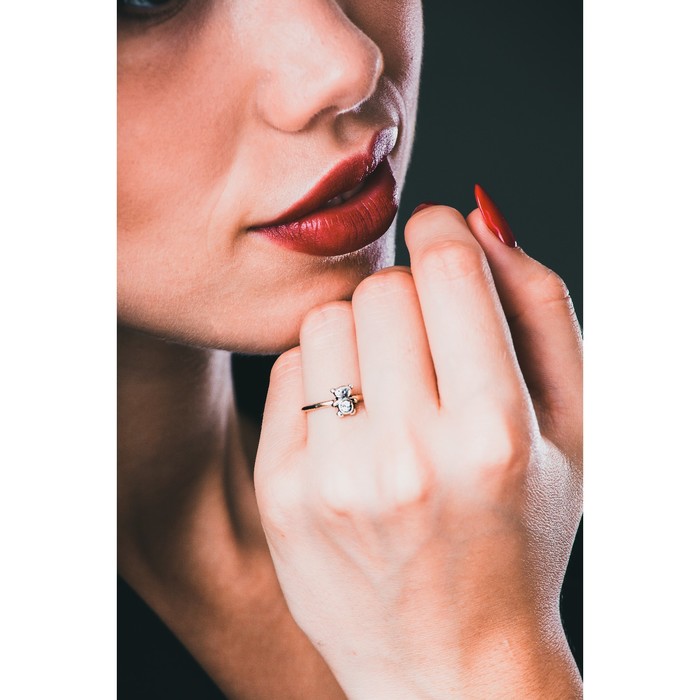 Кольцо "Панда", размер 16, цвет голубой в чернёном серебре