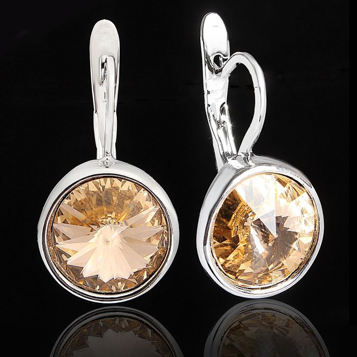 Серьги "Альхена", цвет оранжевый в серебре