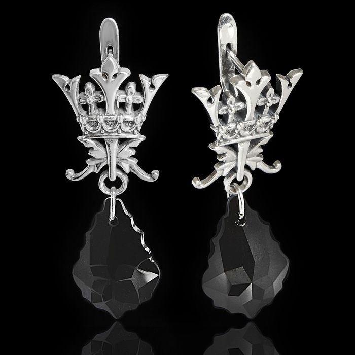 Серьги "Габсбург", цвет чернёное серебро